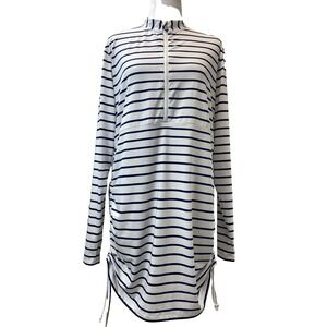Banana Boat Dress Womens Size Medium White Striped Casual Beach Hawaii Coastal